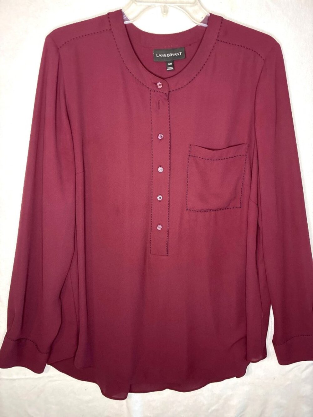 Lane Bryant Size 14/16 Plum Blouse Top Long Sleeve Polyester Career Casual